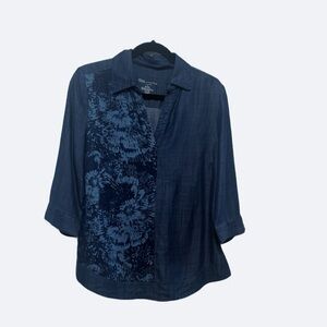 Chic Navy Floral Women's Blouse